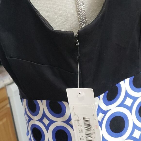Maggy London Black & Geo Print Fit & Flare Dress Sz 10 NWT - Picture 14 of 16